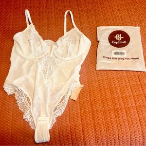 Popilush Sexy Lace Deep-V Neck Bodysuit